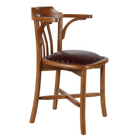 BSM AS 102 C Kollu Ahşap Sandalye, 77x48 cm, Kahverengi