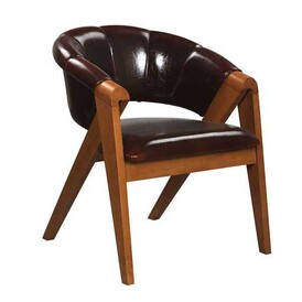 BSM - BSM K-650 B Suni Deri Ahşap Sandalye, 76x65 cm, Bordo