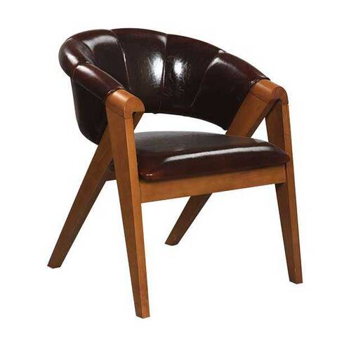 BSM K-650 B Suni Deri Ahşap Sandalye, 76x65 cm, Bordo