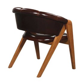 BSM K-650 B Suni Deri Ahşap Sandalye, 76x65 cm, Bordo - Thumbnail