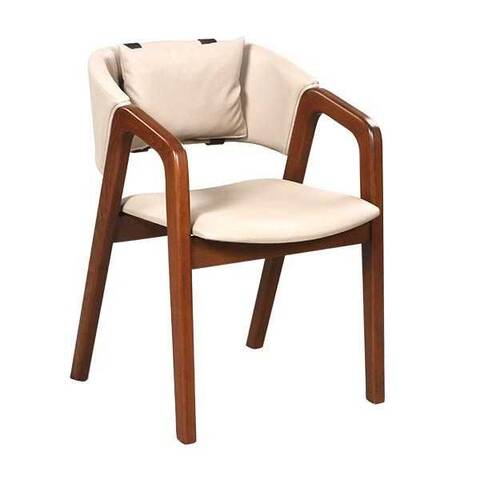 BSM K-745 Yastıklı Ahşap Sandalye, 77x59 cm, Bej