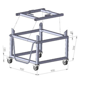  - Cebi Professional Yer Ocağı Uyumlu Kazan Taşıma Arabası, 90x90x65/90 cm