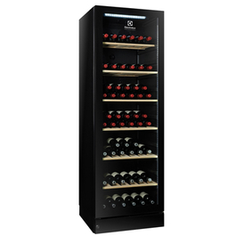 Electrolux Professional - Electrolux 1 Cam Kapılı Şarap Dolabı, 170 Şişe, Siyah, Tek ya da İki Isı Bölmeli, 5-22°C, Raf Sayısı: 6+1