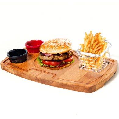Groovy Burger Sunum Tabağı, Ahşap, 38x22,5x2 cm