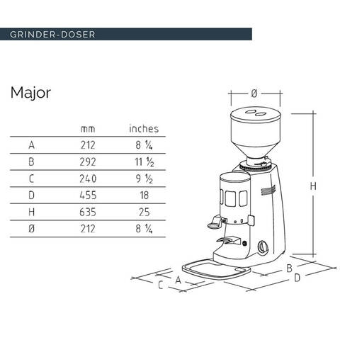 Mazzer Major Manuel Kahve Değirmeni, 1,8 Kg Hazne