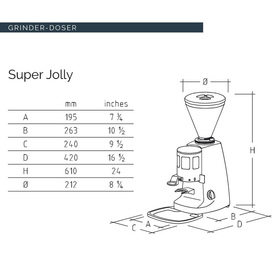 Mazzer Super Jolly Manuel Kahve Değirmeni, 1,2 Kg Hazne - Thumbnail