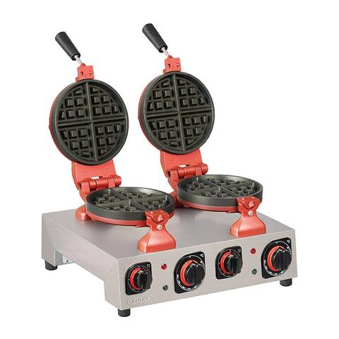 Omake Americano Yuvarlak Waffle Makinesi, İkili, Zamanlayıcılı