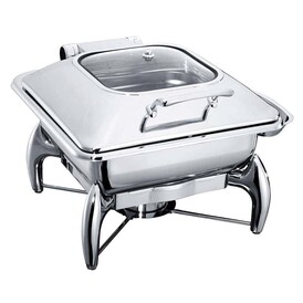 ÖZTİRYAKİLER - Öztiryakiler Dikdörtgen Cam Kapaklı Chafing Dish, Ayaklı, 6 L, 2/3 GN