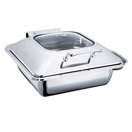 ÖZTİRYAKİLER - Öztiryakiler Dikdörtgen Cam Kapaklı Chafing Dish, Ayaksız, 6 L, 2/3 GN