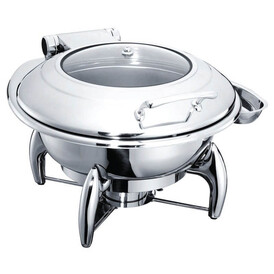 ÖZTİRYAKİLER - Öztiryakiler Yuvarlak Cam Kapaklı Chafing Dish, Ayaklı, 6 L, 2/3 Gn