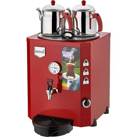 Remta 2 Demlikli Çay Makinesi, 23 Litre, Şamandıralı- Damacanadan Su Alma, Kırmızı