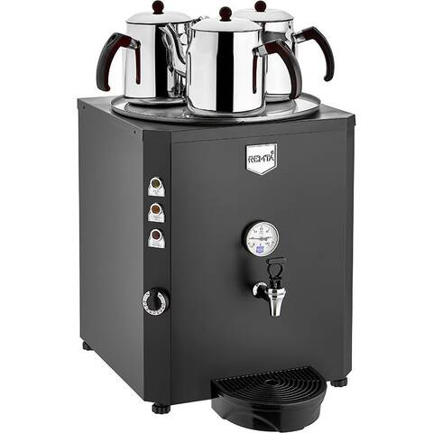 Remta 3 Demlikli Çay Makinesi, 40 Litre, Şamandıralı-Şebekeden Su Alma, Siyah