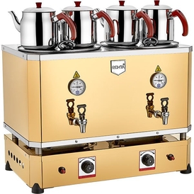 REMTA - Remta 4 Demlikli Jumbo Çay Makinesi, 46 Litre, Gazlı+Elektrikli, Şamandıralı