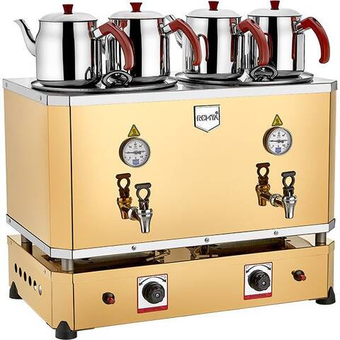 Remta 4 Demlikli Jumbo Çay Makinesi, 46 Litre, Gazlı+Elektrikli, Şamandıralı