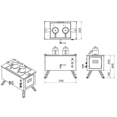 Remta EP02(L) 2 Demlikli Çift Cidarlı Çay Ocağı, 20 L, Elektrikli