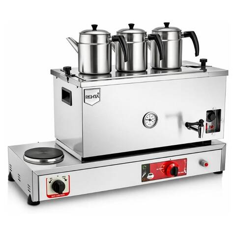 Remta N13(EL) Çift Cidarlı 3 Demlikli Çay Ocağı, Gaz+Elektrik, 24 L