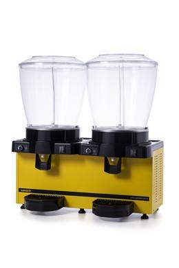 Samixir Twin Panoramik Soğuk İçecek Dispenseri, 22+22 L, Fıskiyeli, Sarı