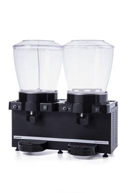 Samixir Twin Panoramik Soğuk İçecek Dispenseri, 22+22 L, Fıskiyeli ve Karıştırıcılı, Siyah