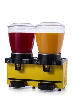 Samixir Twin Panoramik Soğuk İçecek Dispenseri, 22+22 L, Karıştırıcılı, Sarı