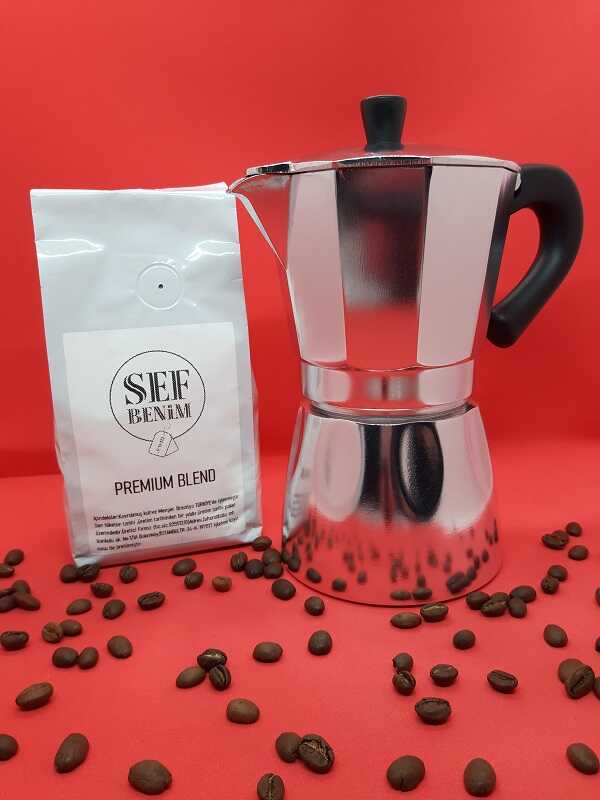 Şefbenim Moka Pot 6 Cups + 200 Gr Espresso Kahve Kahve Demleme Setleri